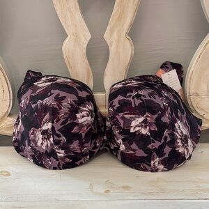 Cacique Cloud Comfort‎ Wire Lightly Lined Purple and Black  Bra Size 46DD NWT